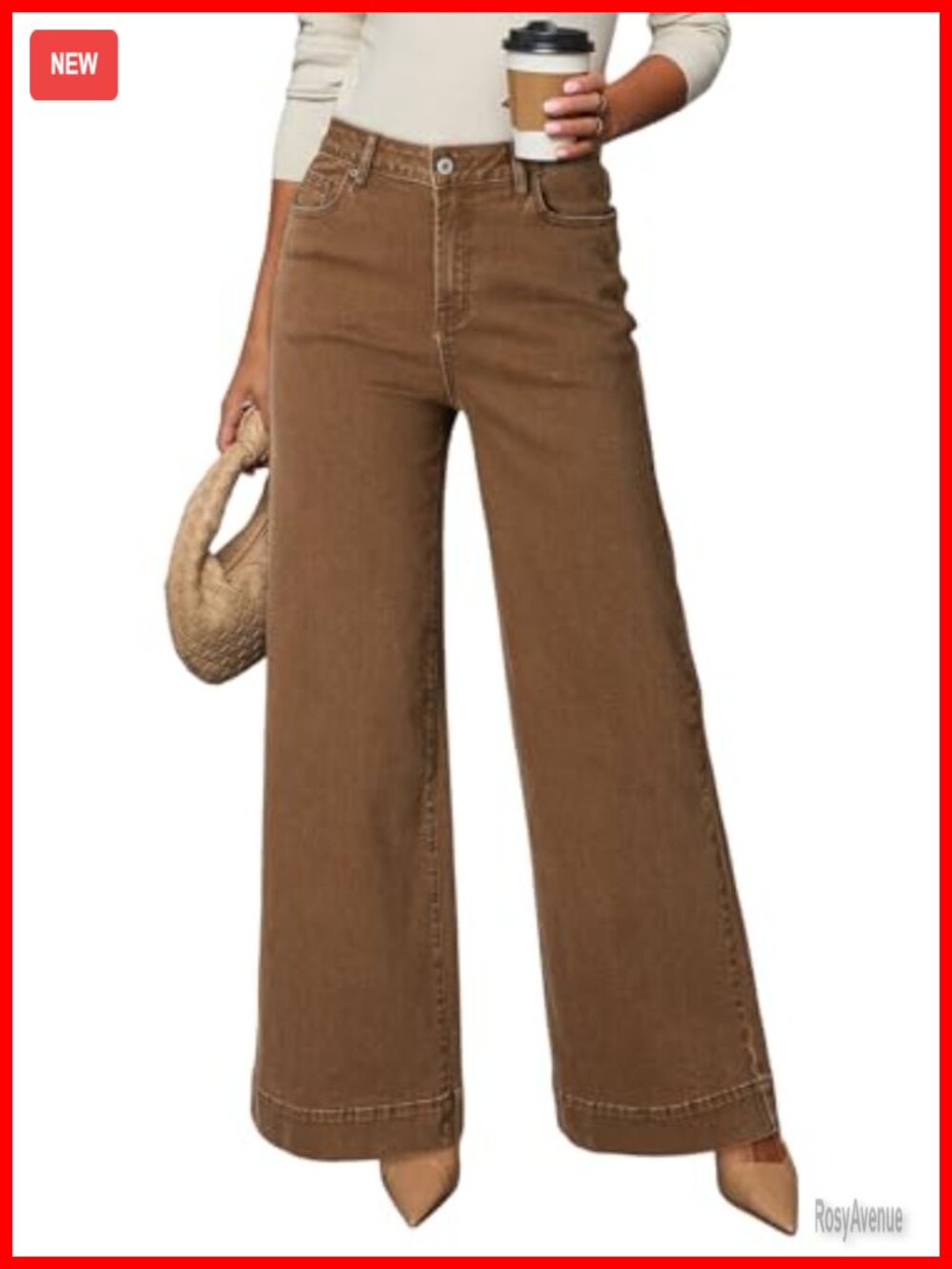 High Waisted Wide Leg Stretch Jeans Women Casual Denim Pants